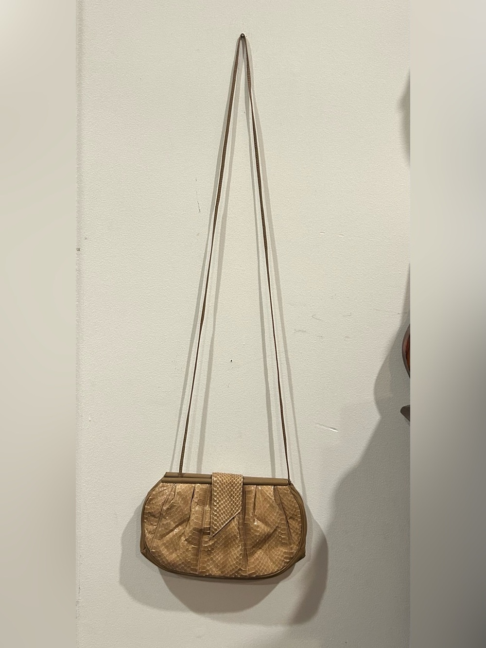 Women's Tan Snakeskin Crossbody/Clutch Bag